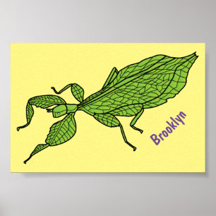 Póster Ilustracion personalizado de insectos de hoja verd