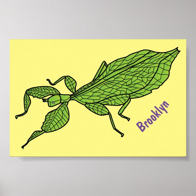 Póster Ilustracion personalizado de insectos de hoja verd (Frente)