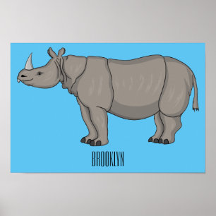 Póster Ilustracion personalizado de Javan rhinoceros