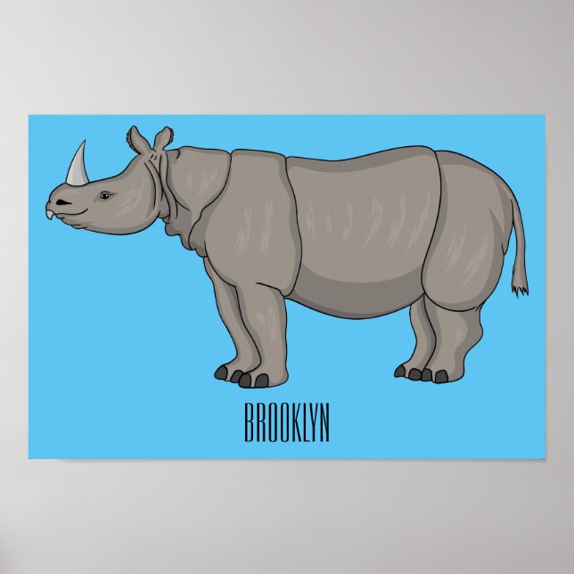 Póster Ilustracion personalizado de Javan rhinoceros (Frente)