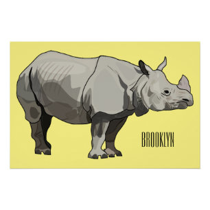 Póster Ilustracion personalizado de Javan rhinoceros
