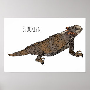 Póster Ilustracion personalizado de lagarto de cuerno de