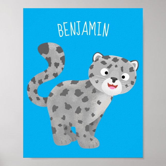 Póster Ilustracion personalizado de leopardo de las nieve (Frente)
