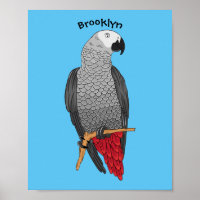 Ilustracion personalizado de loro gris africano