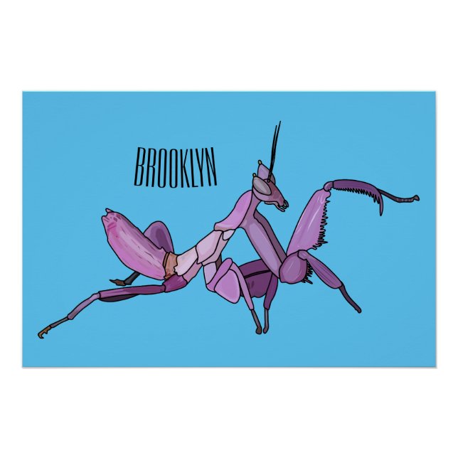 Póster Ilustracion personalizado de mantis orquídea (Anverso)