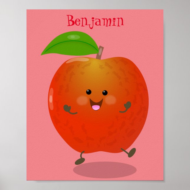Póster Ilustracion personalizado de manzana bailando a la (Frente)