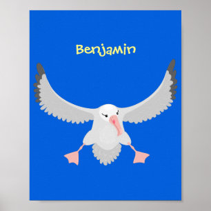 Póster Ilustracion personalizado de pájaro de albatross