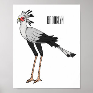 Póster Ilustracion personalizado de pájaro de Secretario