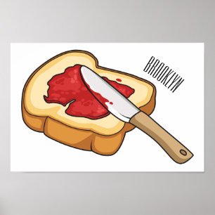 Póster Ilustracion personalizado de pan y mermelada