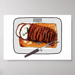 Póster Ilustracion personalizado de pavo asado