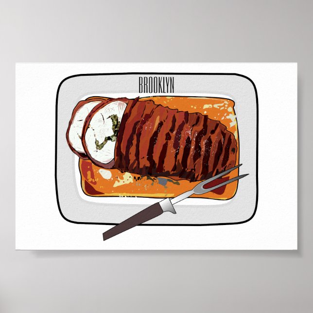 Póster Ilustracion personalizado de pavo asado (Frente)