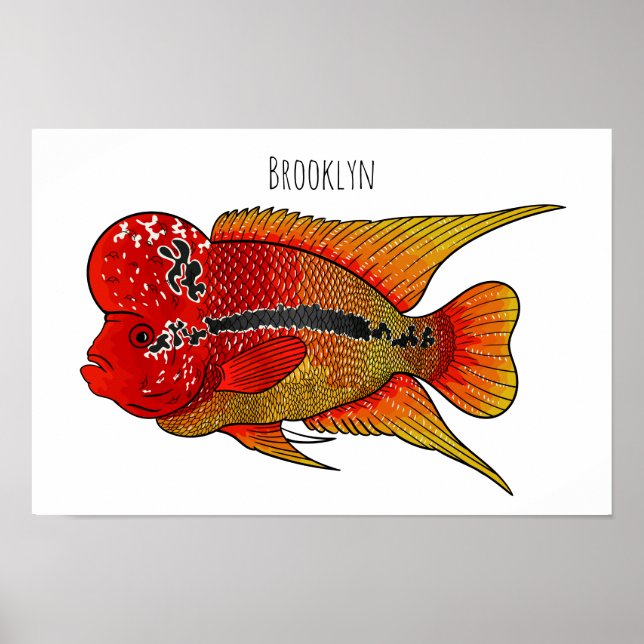 Póster Ilustracion personalizado de peces cíclicos de cue (Frente)