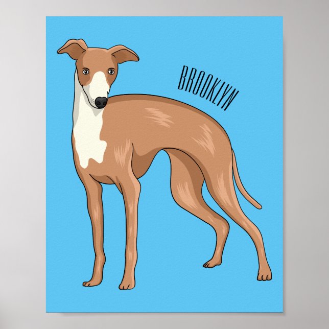 Póster Ilustracion personalizado de perro de Greyhound (Frente)