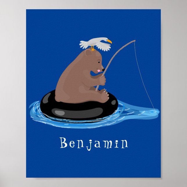 Póster Ilustracion personalizado de pesca de cachorro de  (Frente)