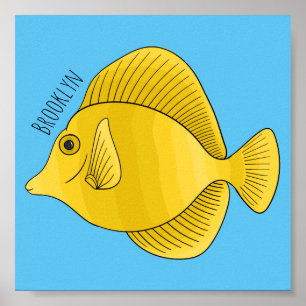 Póster Ilustracion personalizado de pescado tango amarill