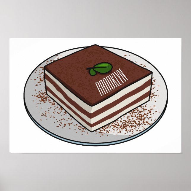 Póster Ilustracion personalizado de tarta de Tiramisu (Frente)