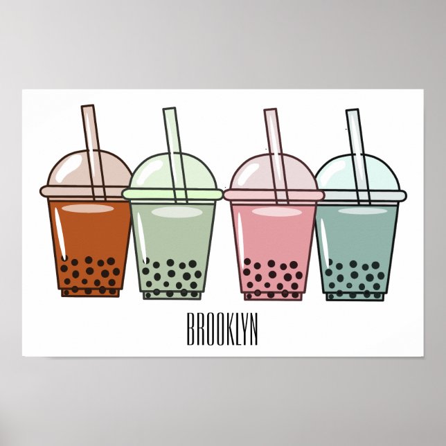 Póster Ilustracion personalizado de té de burbujas (Frente)