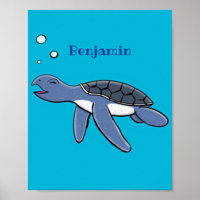 Póster Ilustracion personalizado de tortuga marina de beb (Frente)