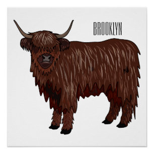 Póster Ilustracion personalizado de vaca de Highland