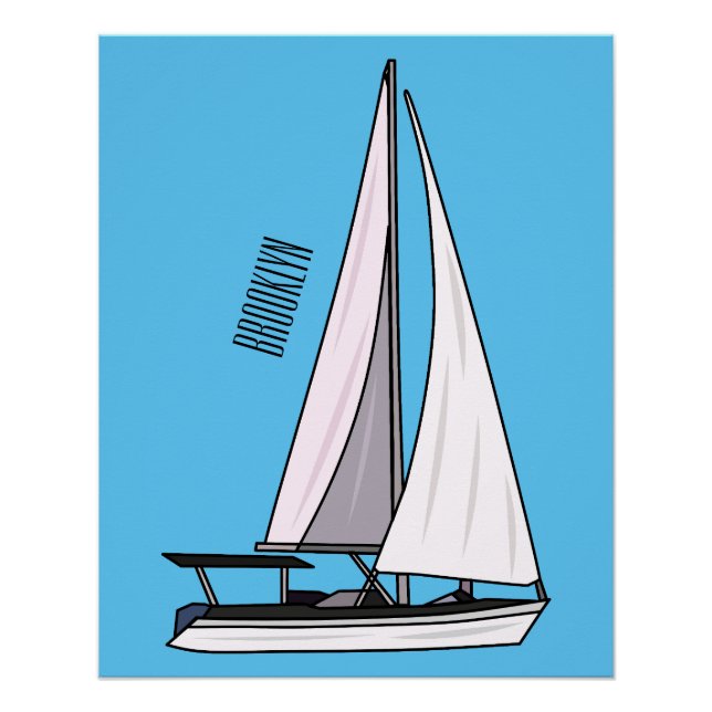 Póster Ilustracion personalizado de velero (Anverso)