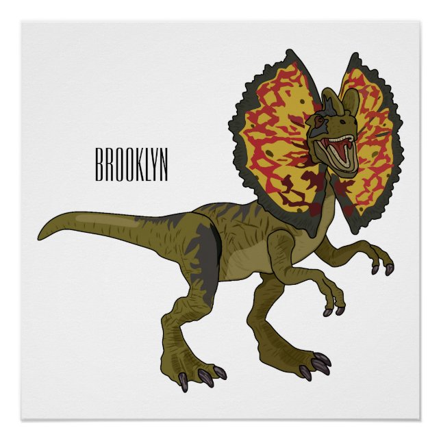 Póster Ilustracion personalizado Dilophosaurus (Anverso)