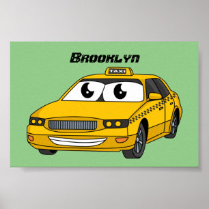 Póster Ilustracion personalizado divertido de taxi amaril