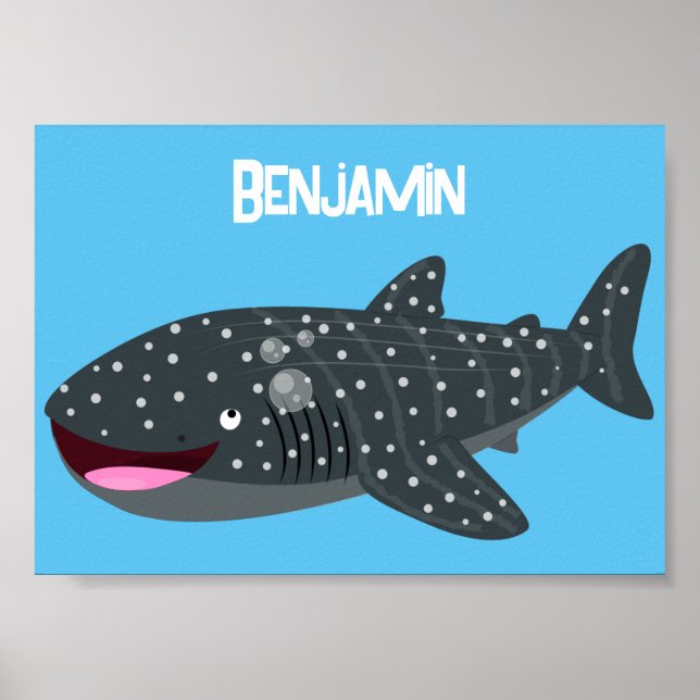 Póster Ilustracion personalizado feliz de tiburón ballena (Frente)