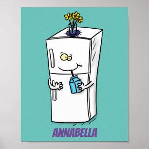 Póster Ilustracion personalizado frigorífico divertido
