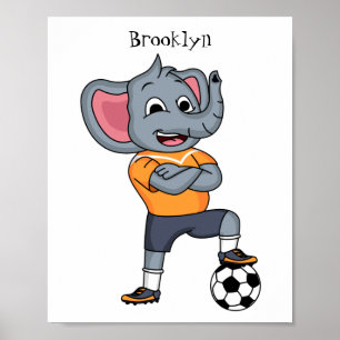 Póster Ilustracion personalizado futbolista elefante