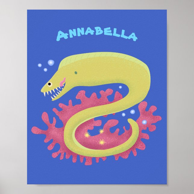 Póster Ilustracion personalizado gracioso de moray verde (Frente)