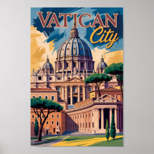 Póster Ilustración pictórica de la Ciudad del Vaticano Ar