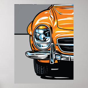 Póster Ilustración Pop Art del Frente de un Automóvil Dep
