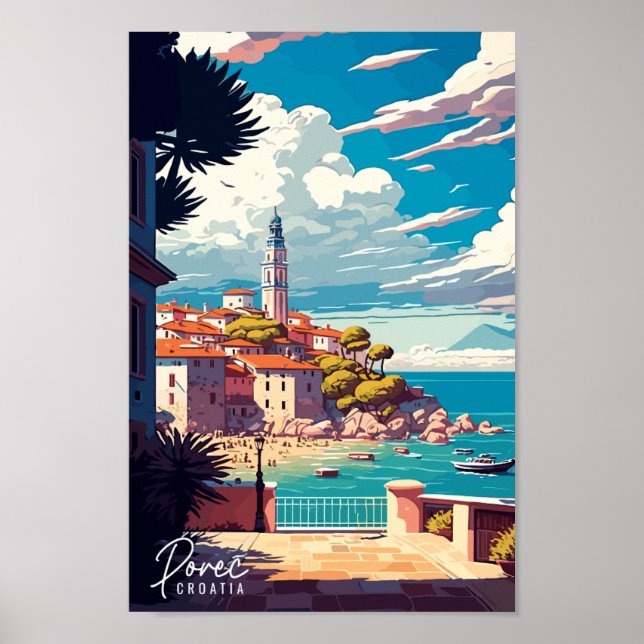 Póster Ilustracion Porec Croatia vintage (Frente)