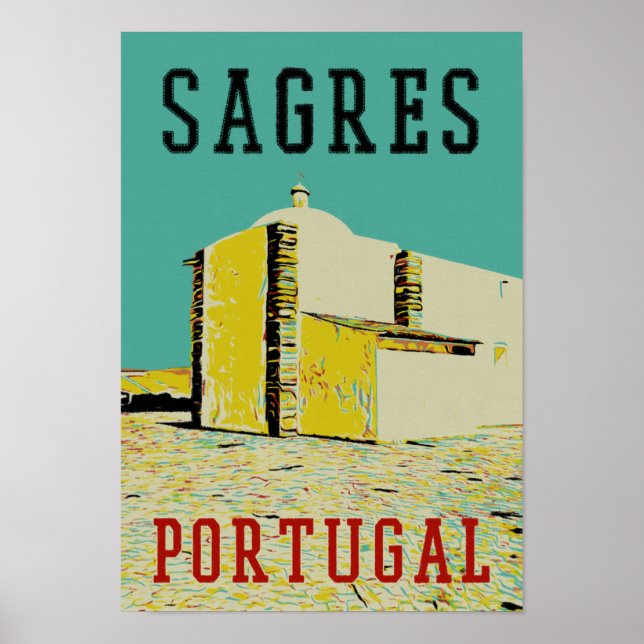 Póster Ilustracion promontorio Sagres Algarve Portugal (Frente)