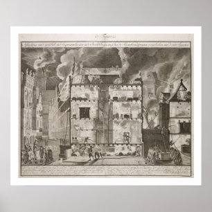 Póster Ilustracion que muestra cómo las mangueras de fueg