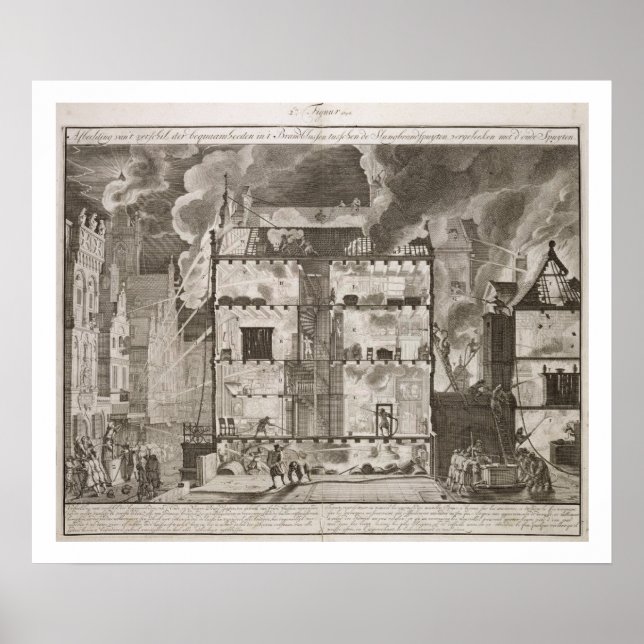 Póster Ilustracion que muestra cómo las mangueras de fueg (Frente)