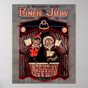 Póster Ilustracion recuperado de Punch y Judy Puppets
