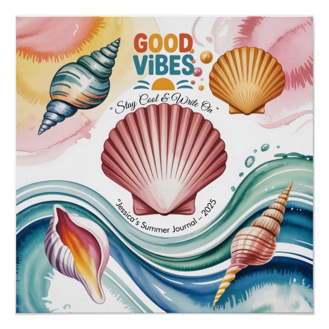 Póster Ilustracion Retro Beach de Summer Vibes (Anverso)