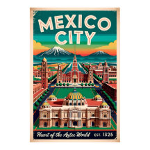 Ilustración Retro de la Ciudad de México Viaje