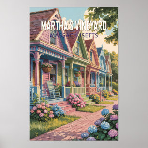 Póster Ilustración retro de Martha's Vineyard Massachuset