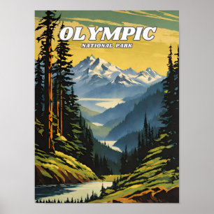 Póster Ilustracion retro decorativo del Parque Nacional O