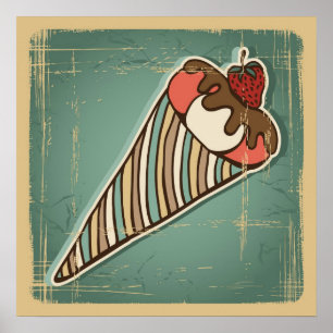 Póster Ilustracion retro del helado