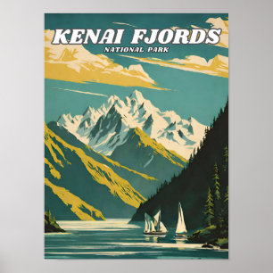 Póster Ilustracion retro detro del parque nacional de los