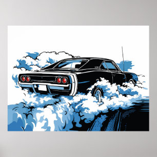 Póster Ilustración Retro Pop Art de la parte trasera de u