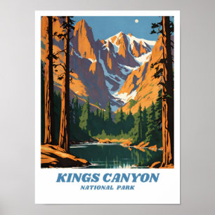 Póster Ilustracion retro Vaca del Parque Nacional del Cañ