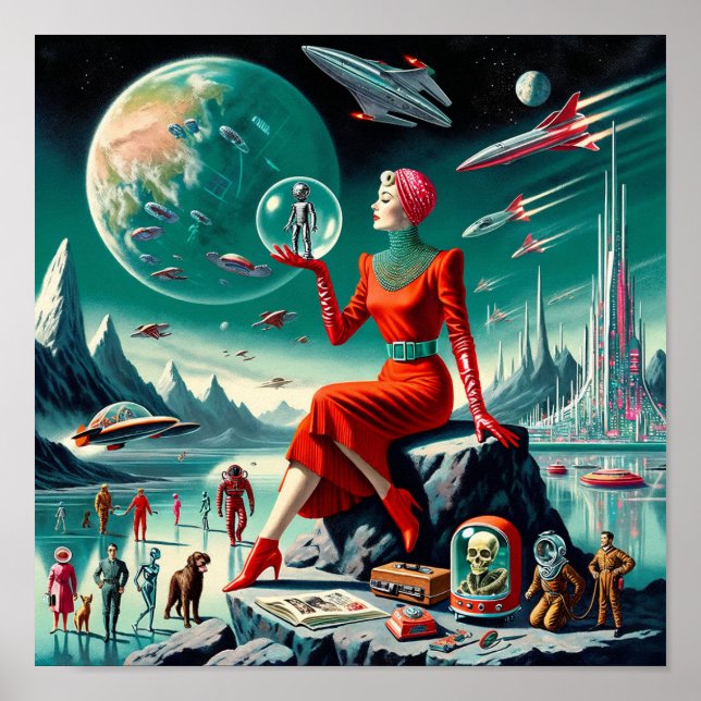 Póster Ilustración retrofuturista (Frente)