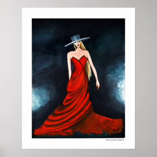 Póster Ilustracion rojo de la moda del poster de la diva