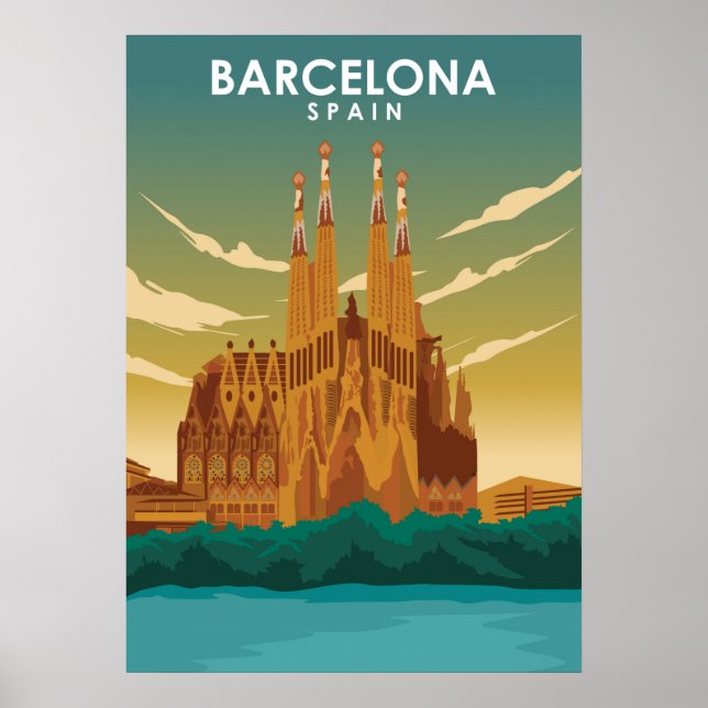 Póster Ilustracion Sagrada Familia de Barcelona (Frente)