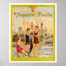 Póster Ilustracion San Agustín Florida de los años 20