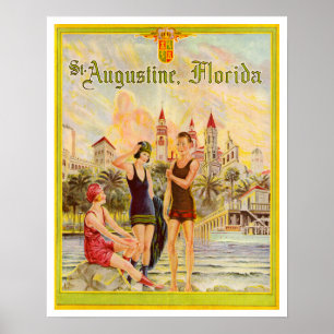 Póster Ilustracion San Agustín Florida de los años 20
